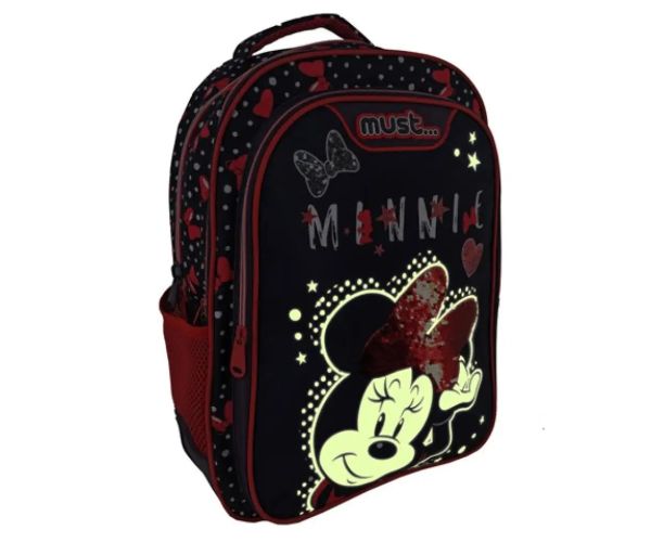 Must: Minnie Mouse albastru închis-roșu rucsac, ghiozdan 32x18x43cm