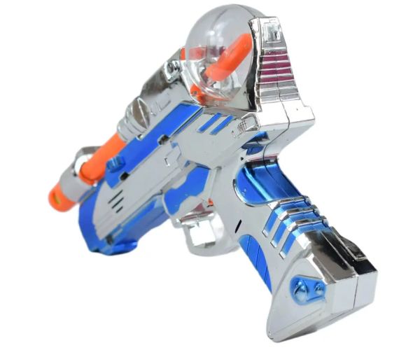 Space Warrior: Pistol spațial electric cromat cu lumină și sunet 24cm