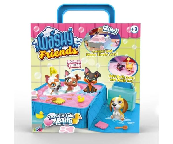 Washy Friends: Color Reveal cu 3 figurine de cățeluși, jacuzzi și accesorii.