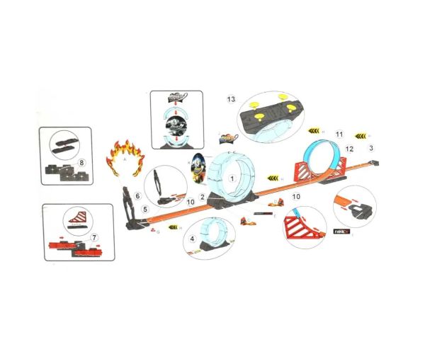 Speed Track 20 bucăți pistă de curse cu buclă și mașină retractabilă 1/64