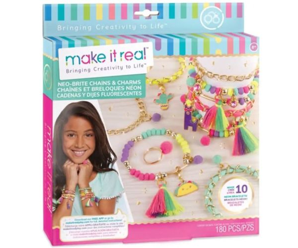 Make it Real: set de făcut bijuterie - Neon pom-pom