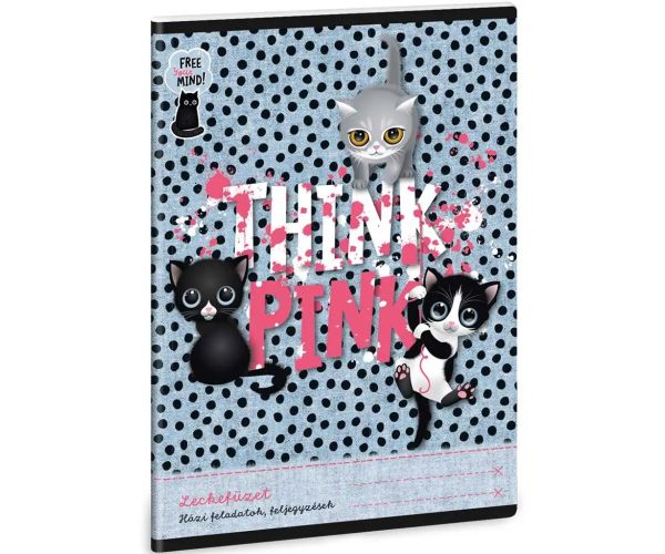 Ars Una: Think Pink pisică simpatică caiet de teme 38 pagini A5