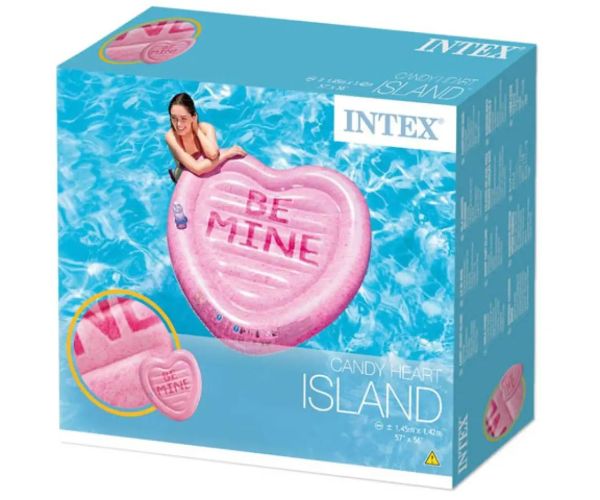 Intex: Insulă inimioară bomboană saltea 145x142cm
