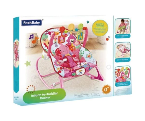 Fitch Baby: Elefant fotoliu bebeluși culoarea roz cu sunet și vibrație
