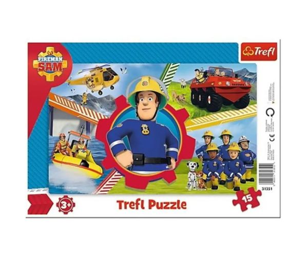 Sam pompierul: Ziua lui Sam puzzle cu cadru de 15 piese - Trefl