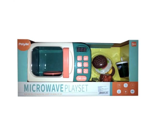 Set de joacă microundă electronică cu mâncare și accesorii