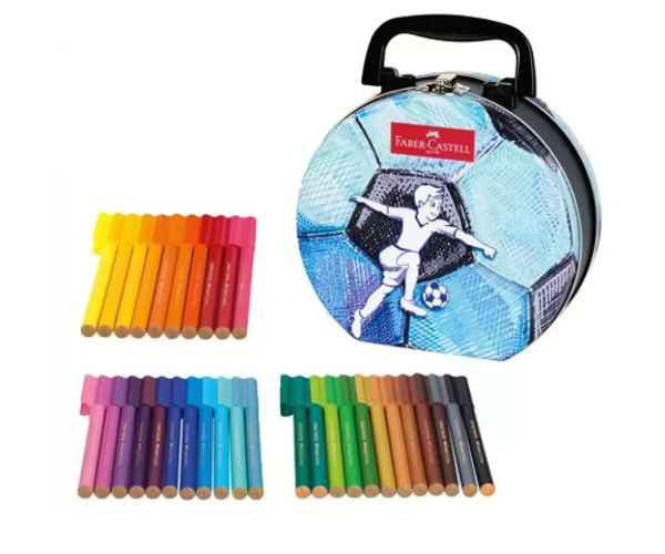 Faber Castell: Set de markere Connector pentru fotbal 33 bucăți în cutie metalică