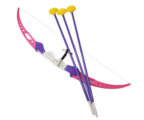 Set arc roz cu sageti și ventuza 54cm