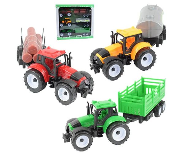 Farmer Truck: Tractoare agricole cu remorca, set de 3 bucăți 28cm