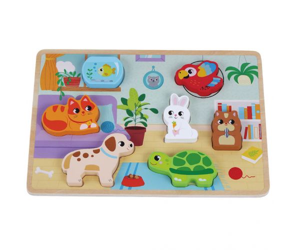 Set de puzzle cu forme de animale din lemn 7 bucăți