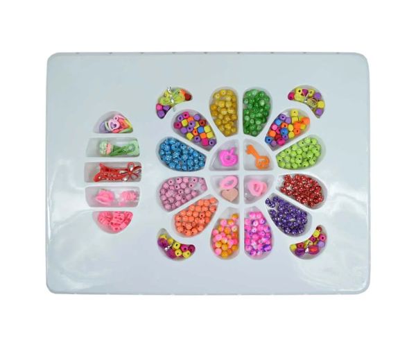 Beads Series: Set de bijuterii cu margele, elastic de par si pandantiv cu peste 500+ de margele