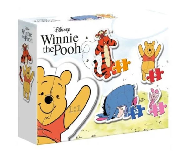 Disney: Winnie the Pooh și prietenii 4 in 1 formă puzzle set - Clementoni