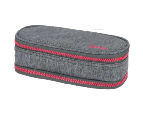 Spirit: My Bag gri și pink două compartimente penar oval