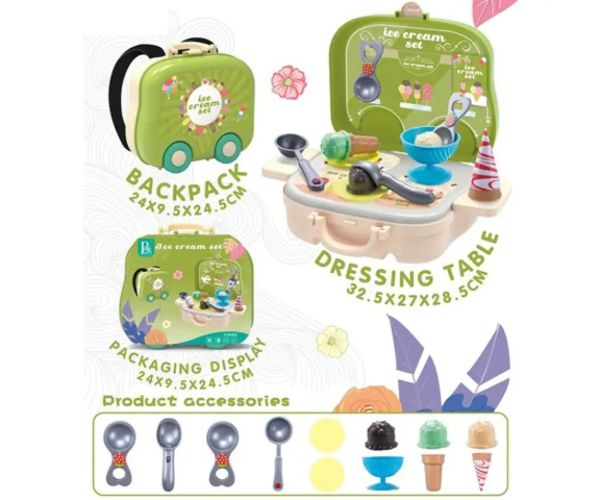 Verde 2in1 set de înghețată în valiză tip troler cu accesorii