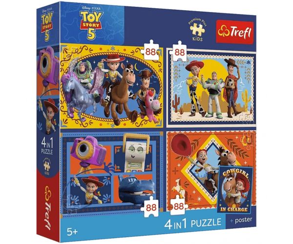 Toy Story 5 - 4 x 88 bucăți Premium Plus Kids puzzle - Trefl