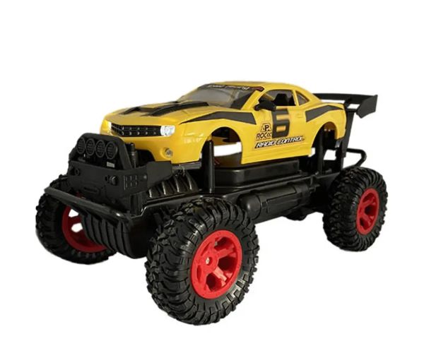 RC Off-Road mașină de jucărie galbenă Camaro cu lumină 27 MHz 29cm 1/14 scală