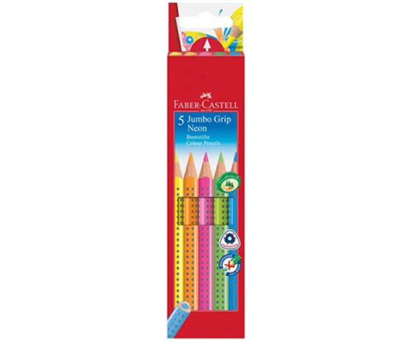 Faber-Castell: GRIP Jumbo Neon set creioane colorate - 5 bucăţi