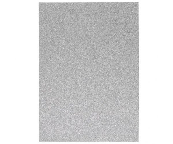 Spirit: Foaie decorativă sclipici burete culoarea argintiu A4 1bc