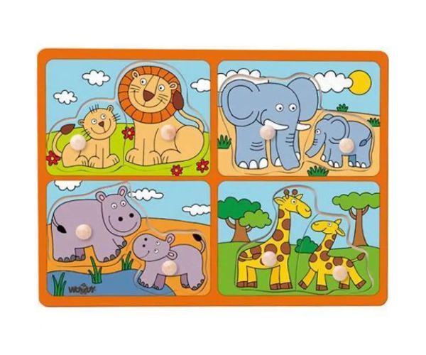 Animale sălbatice formă puzzle lemn - Woodyland