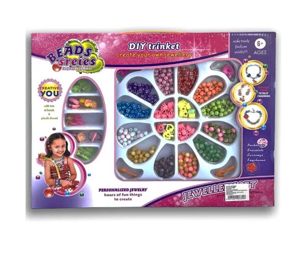Beads Series: Set de bijuterii cu margele, elastic de par si pandantiv cu peste 500 de margele