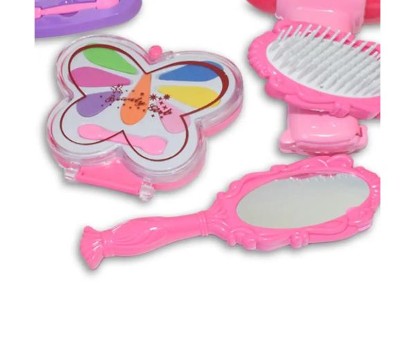 Vouge Girl - Set de frumusețe roz din 9 piese cu palete de machiaj, uscător de păr și accesorii