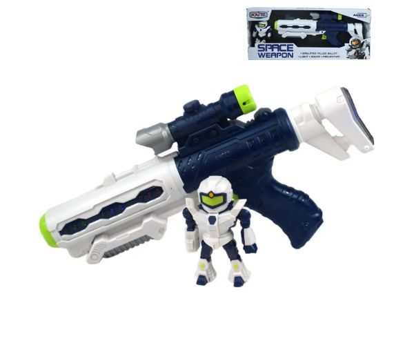 Space Weapon: Armă spațială proiector cu figurină robot, lumina si sunet 34cm