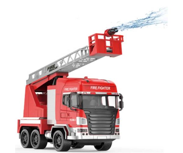 Masina de pompieri cos ridicator telecomandă RC cu tun de apă scară 1/24 27 MHz 30cm