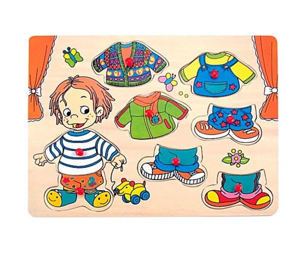 Puzzle forme îmbracă băieţaşul