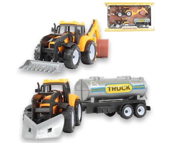 Engineering Truck: Set de utilaje din 2 părți cu tractoare, cisternă și butoi