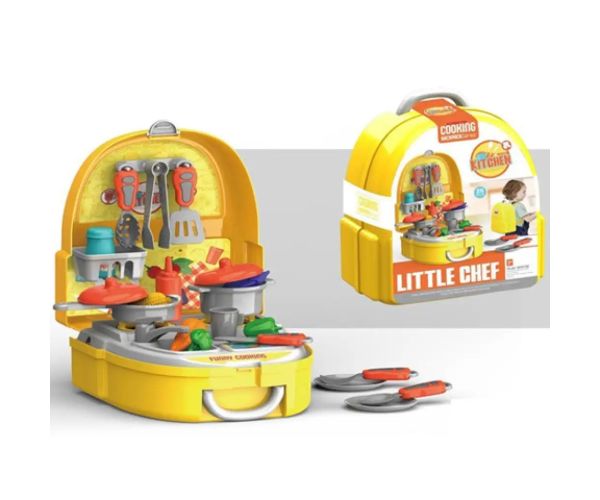 Little Chef mini bucătărie în rucsac care se poate pune pe umăr set 26 bucăți
