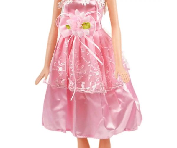 Nicky: Papusa de moda uriasa cu par blond intr-o rochie roz cu efecte sonore 56cm