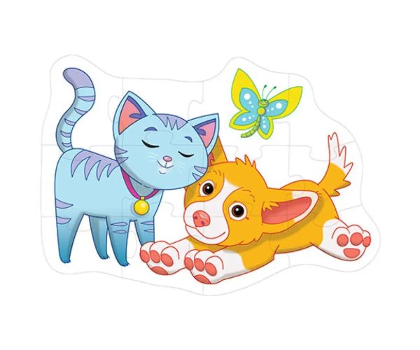 Câine și pisică puzzle uriaș de podea 12 bucăți