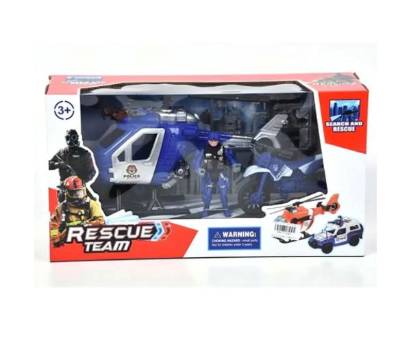 Set de joacă Poliție cu motor și elicopter