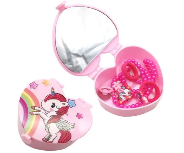 Unicorn set de frumusețe în suport formă de inimioară