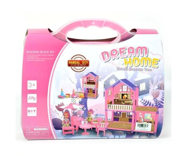 Dream Home pink căsuță de păpuși care se poate construi cu accesorii în valiză