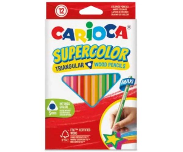 SuperColor triunghi formă 12 bucăți maxi set creioane colorate - Carioca