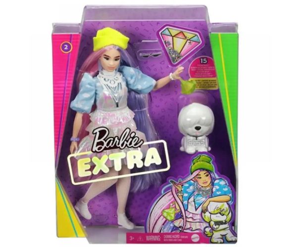 Barbie Extra: Păpușă în rochie strălucitoare, cu animal de companie - Mattel