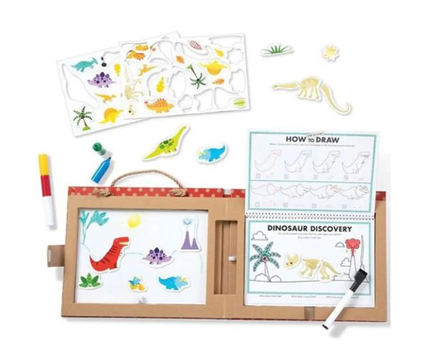 Melissa & Doug: Dinozaur desen care poate fi șters și magnetic set de joacă creativă