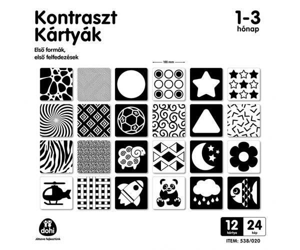 Carduri de contrast pentru bebeluși 1-3 luni set de 12 bucăți