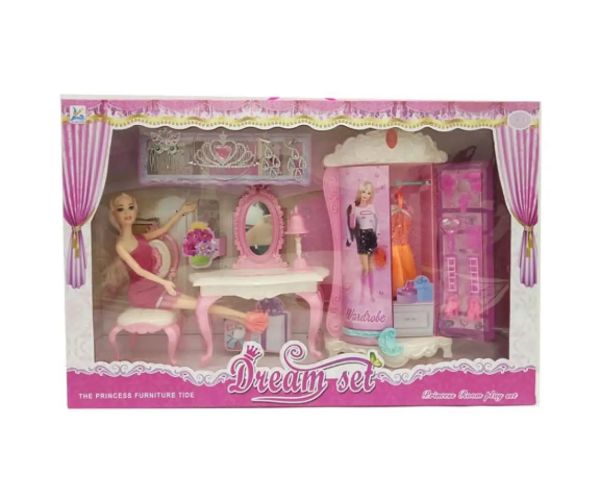 Păpușă de modă dulap și accesorii