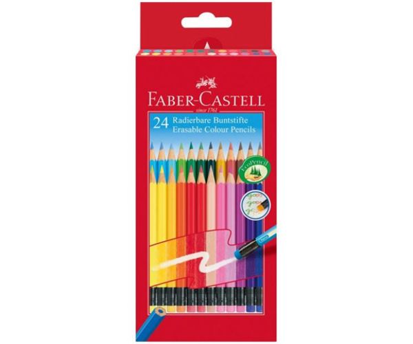 Faber-Castell: set creioane colorate cu radieră 24 bucăți