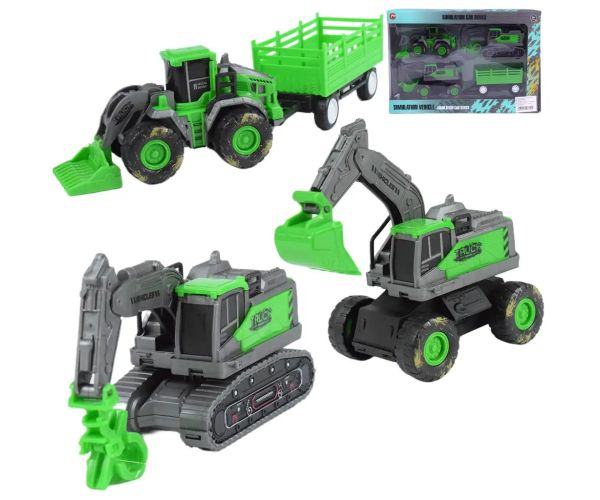 Simulation Vehicle: 3 bucăți mașină de lucru set cu roată de noroi