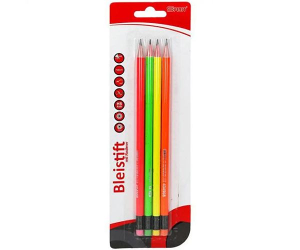 Spirit: Fluo creion grafit cu radieră 4 bucăți set