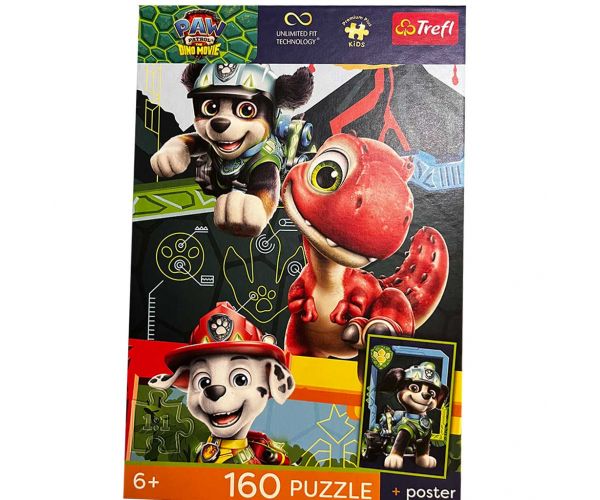 Paw Patrol Filmul cu dinozauri puzzle de 160 de piese cu poster - Trefl