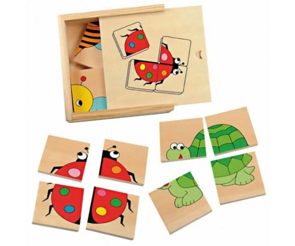 Mini puzzle din lemn cu piese de tipul imagine