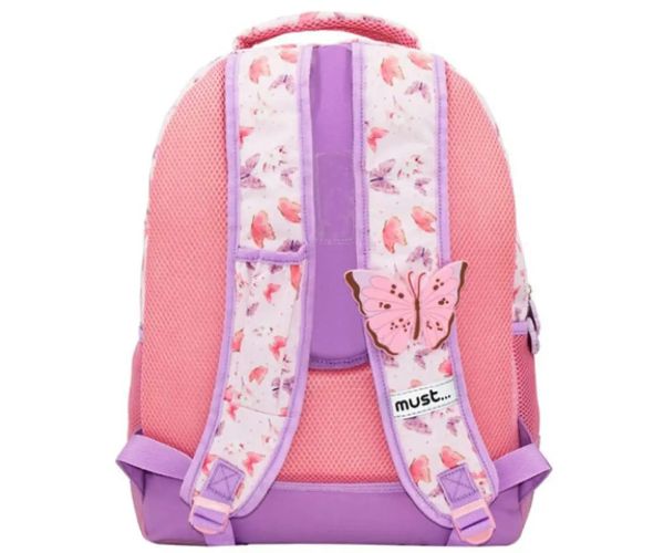 Must Geantă școlară 3D Butterfly cu 3 compartimente, rucsac 32x18x43cm