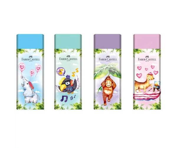 Faber-Castell: Junglă haioasă radieră fără PVC în patru variante diferite
