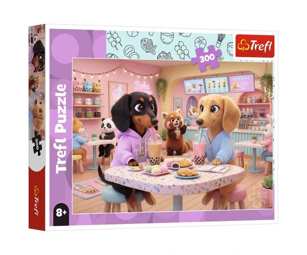 Câini Dachshund într-o cafenea puzzle de 300 de piese - Trefl