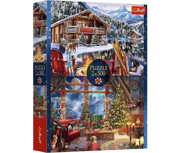 Crăciunul în munți puzzle 2x500buc - Trefl