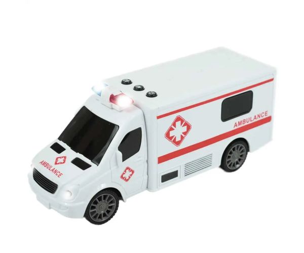 RC Ambulanță cu telecomandă cu efecte luminoase și sonore la scară 1/24 20cm